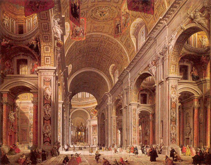 Panini, Giovanni Paolo Interior of Saint Peter's, Rome Spain oil painting art